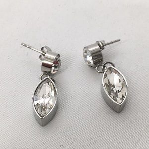 SMD, Silver And Crystal Drop Earrings, Nice Quality, Studs